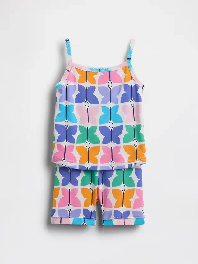 Pyjama-set voor Baby & Peuter van biologisch geborsteld katoen met vlinders, bestaande uit een hemdje en korte broek