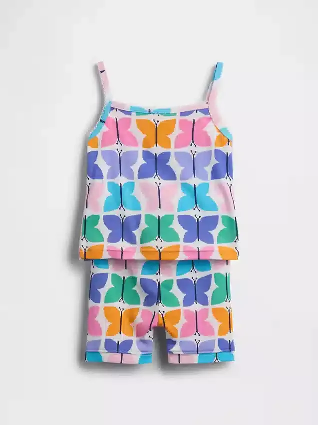 Pyjama-set voor Baby & Peuter van biologisch geborsteld katoen met vlinders, bestaande uit een hemdje en korte broek