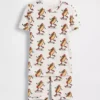 Pyjama-set voor kinderen van biologisch geborsteld katoen met hotdog-motief in korte broeken