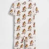 Pyjama-set voor kinderen van biologisch geborsteld katoen met hotdog-motief in korte broeken