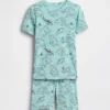 Pyjama-set voor kinderen van biologisch geborsteld katoen met piratenkaart in korte broeken