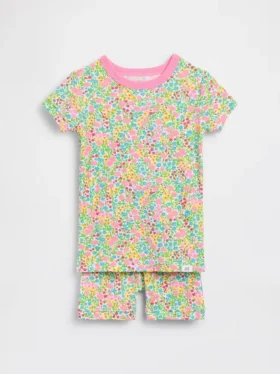 Pyjama-setje met korte broek voor Baby & Peuter van biologisch geborsteld katoen met bloemenprint