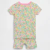 Pyjama-setje met korte broek voor Baby & Peuter van biologisch geborsteld katoen met bloemenprint