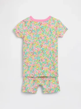 Pyjama-setje met korte broek voor Baby & Peuter van biologisch geborsteld katoen met bloemenprint