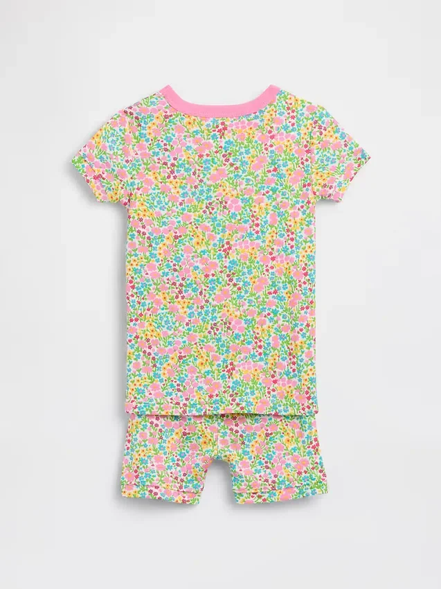 Pyjama-setje met korte broek voor Baby & Peuter van biologisch geborsteld katoen met bloemenprint