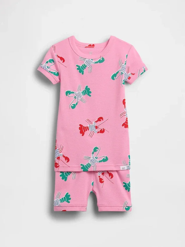 Pyjama-setje met korte broek voor Baby & Peuter van biologisch geborsteld katoen met kreeftmotief
