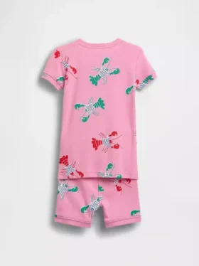 Pyjama-setje met korte broek voor Baby & Peuter van biologisch geborsteld katoen met kreeftmotief
