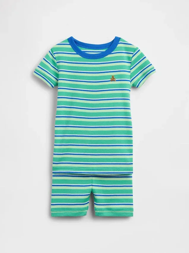 Pyjama-setje met korte broek voor Baby & Peuter van biologisch geborsteld katoen met strepen