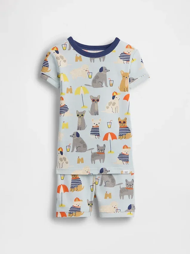 Pyjama-setje van biologisch geborsteld katoen met strandhondenprint voor Baby & Peuter