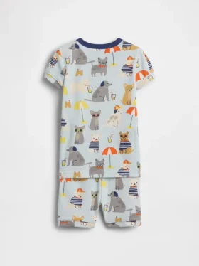 Pyjama-setje van biologisch geborsteld katoen met strandhondenprint voor Baby & Peuter