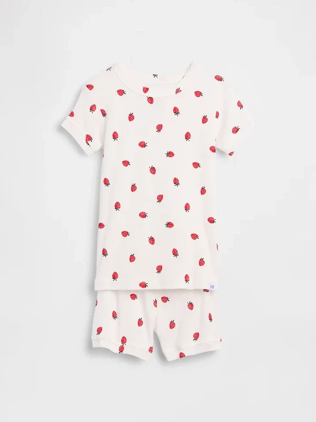 Pyjama-setje voor Baby & Peuter van biologisch geborsteld katoen met aardbeienprint