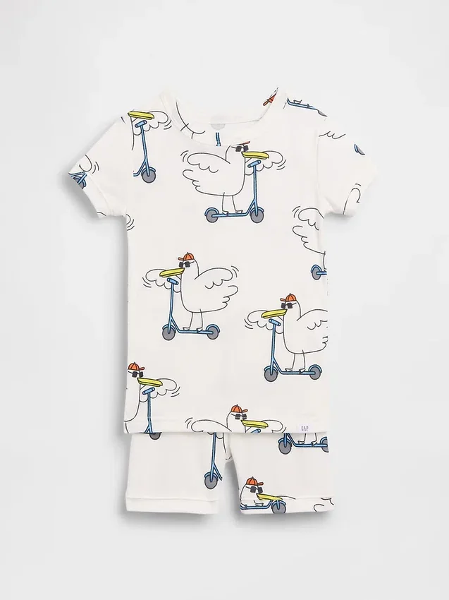 Pyjama-setje voor Baby & Peuter van biologisch geborsteld katoen met ‘Scooter Seagull’-print