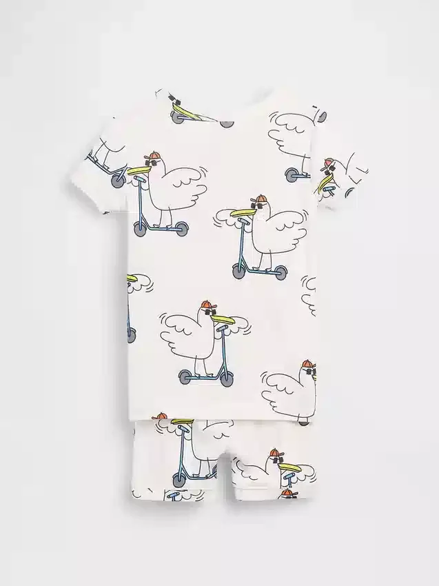 Pyjama-setje voor Baby & Peuter van biologisch geborsteld katoen met ‘Scooter Seagull’-print