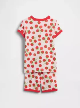 Pyjama-setje voor Baby & Peuter van biologisch geborsteld katoen met tomatenprint in korte broeken