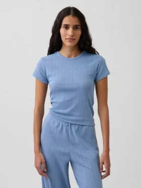 Pyjama-T-shirt met pointelle-patroon