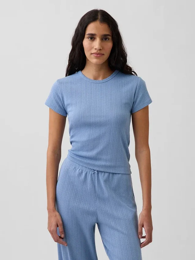 Pyjama-T-shirt met pointelle-patroon