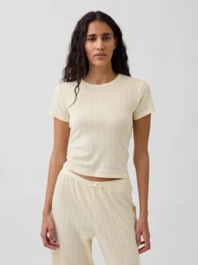 Pyjama-T-shirt met pointelle-patroon