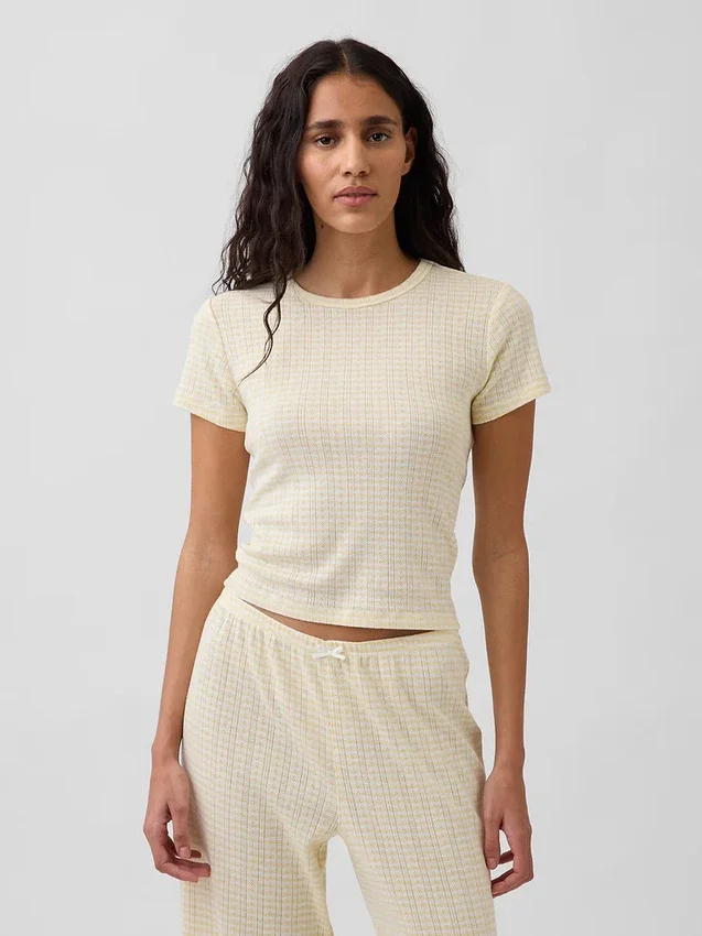Pyjama-T-shirt met pointelle-patroon