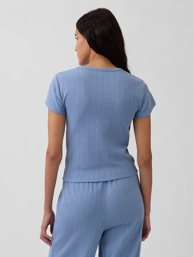 Pyjama-T-shirt met pointelle-patroon