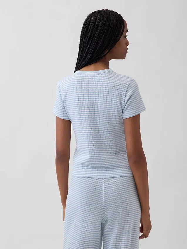 Pyjama-T-shirt met pointelle-patroon
