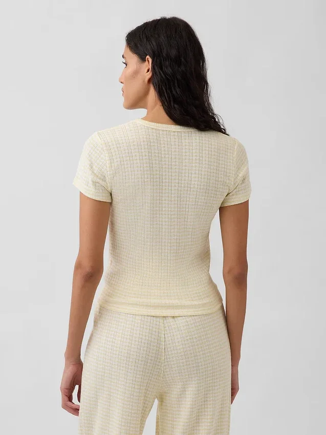 Pyjama-T-shirt met pointelle-patroon