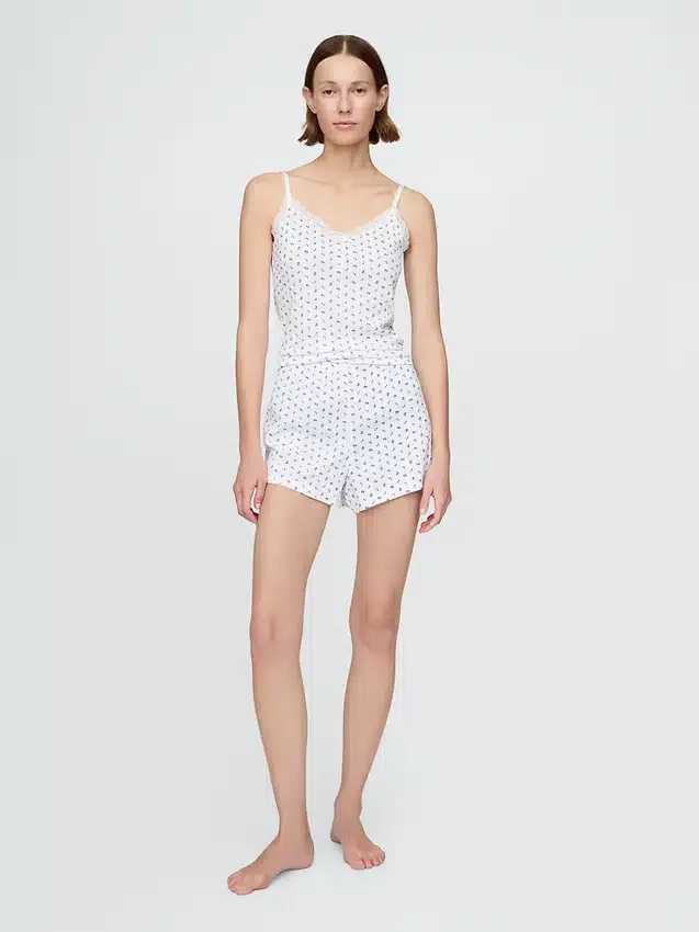 Pyjamakorte broek met pointelle-patroon
