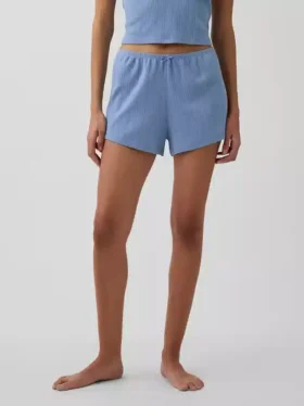 Pyjamakorte broek met pointelle-patroon