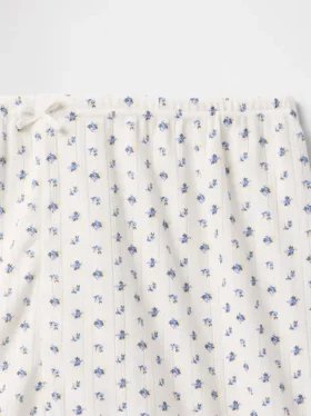 Pyjamakorte broek met pointelle-patroon