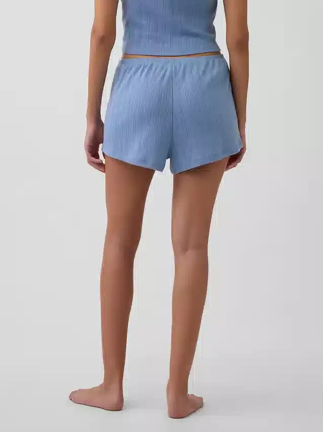 Pyjamakorte broek met pointelle-patroon