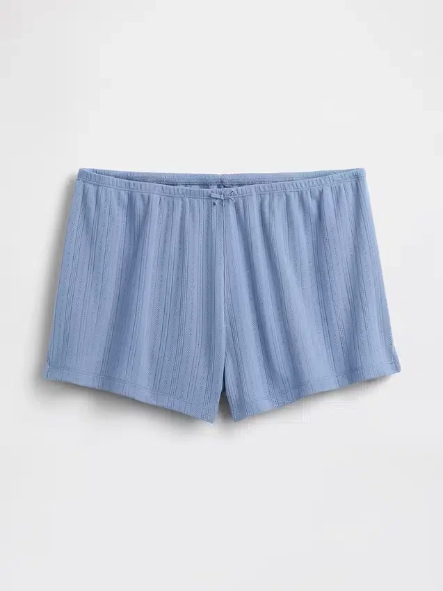 Pyjamakorte broek met pointelle-patroon