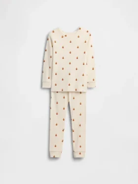 Pyjamaset voor kinderen en baby’s van biologisch geborsteld katoen met Pumpkin Bear-print