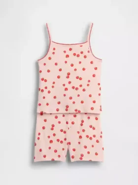 Pyjamaset voor kinderen van biologisch geborsteld katoen met hemdje en korte broeken