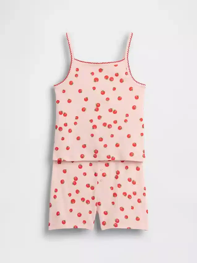 Pyjamaset voor kinderen van biologisch geborsteld katoen met hemdje en korte broeken