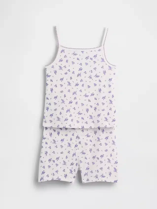 Pyjamaset voor kinderen van biologisch geborsteld katoen met hemdje en korte broeken