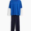 Pyjamaset voor kinderen van gerecycled materiaal met kleurblokken