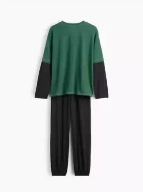 Pyjamaset voor kinderen van gerecycled materiaal met kleurblokken