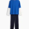 Pyjamaset voor kinderen van gerecycled materiaal met kleurblokken