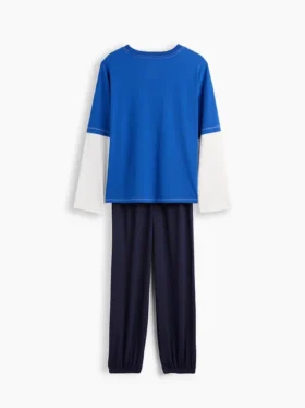 Pyjamaset voor kinderen van gerecycled materiaal met kleurblokken