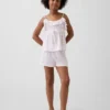 Pyjamaset voor kinderen van gerecycled materiaal met ruche-topje en korte broeken