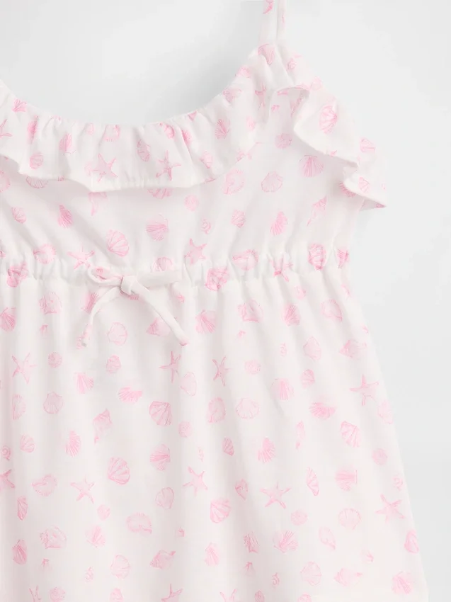 Pyjamaset voor kinderen van gerecycled materiaal met ruche-topje en korte broeken