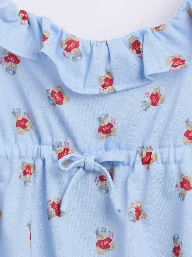 Pyjamaset voor kinderen van gerecycled materiaal met ruche-topje en korte broeken