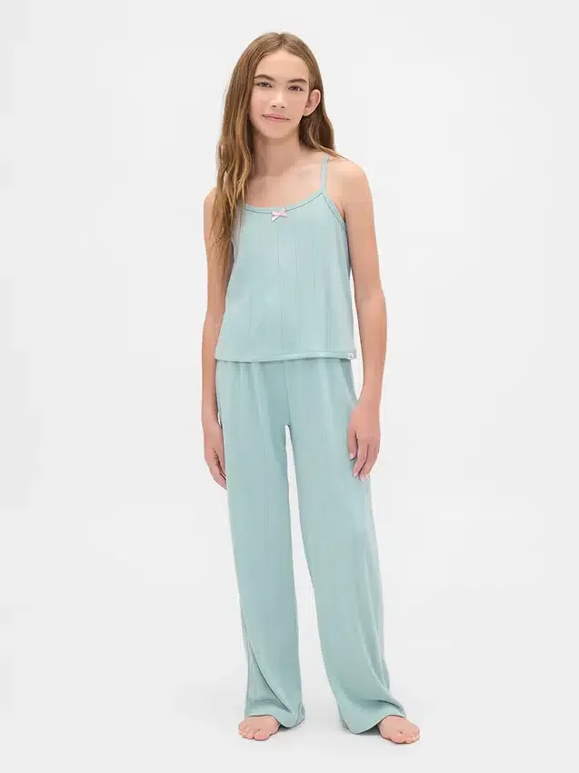 Pyjamaset voor kinderen van gerecycled pointelle-materiaal