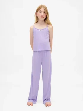 Pyjamaset voor kinderen van gerecycled pointelle-materiaal