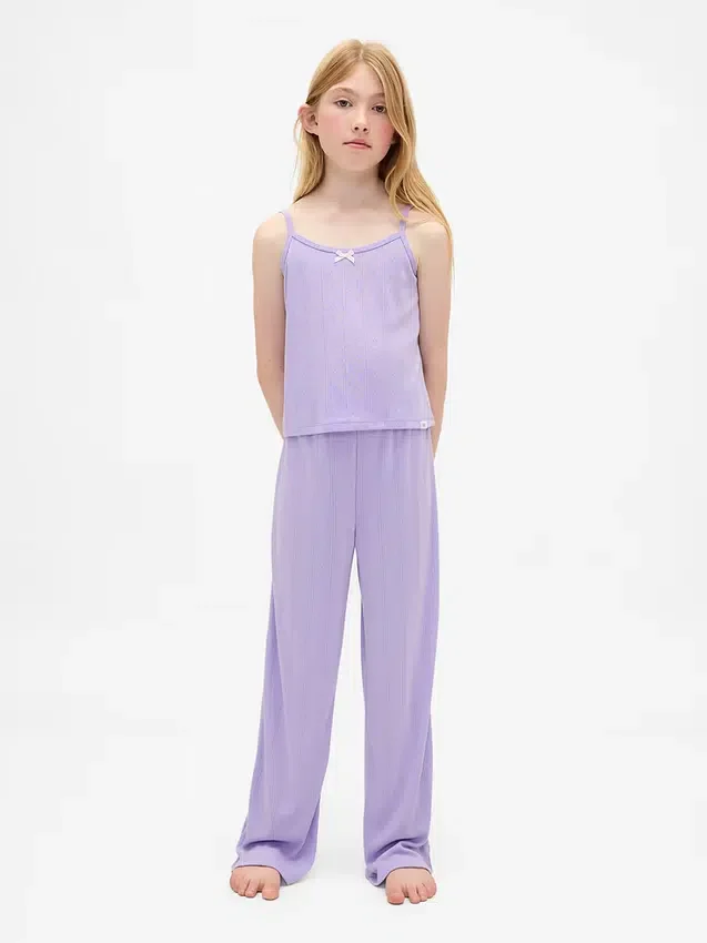 Pyjamaset voor kinderen van gerecycled pointelle-materiaal