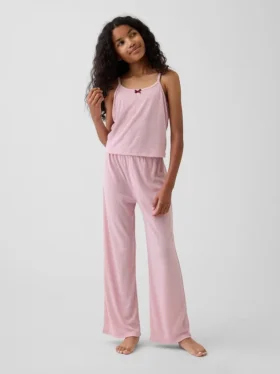 Pyjamaset voor kinderen van gerecycled pointelle-materiaal