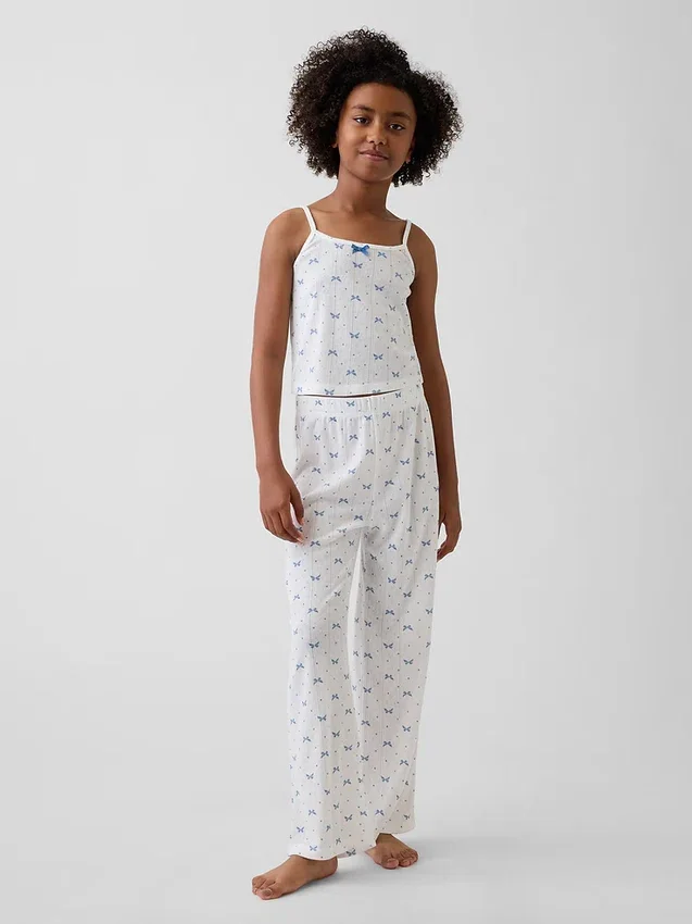 Pyjamaset voor kinderen van gerecycled pointelle-materiaal