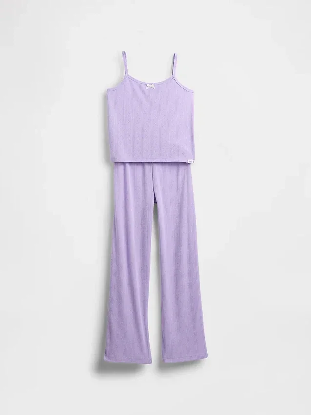 Pyjamaset voor kinderen van gerecycled pointelle-materiaal