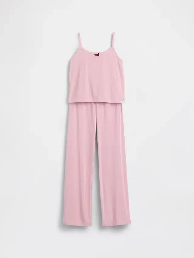 Pyjamaset voor kinderen van gerecycled pointelle-materiaal