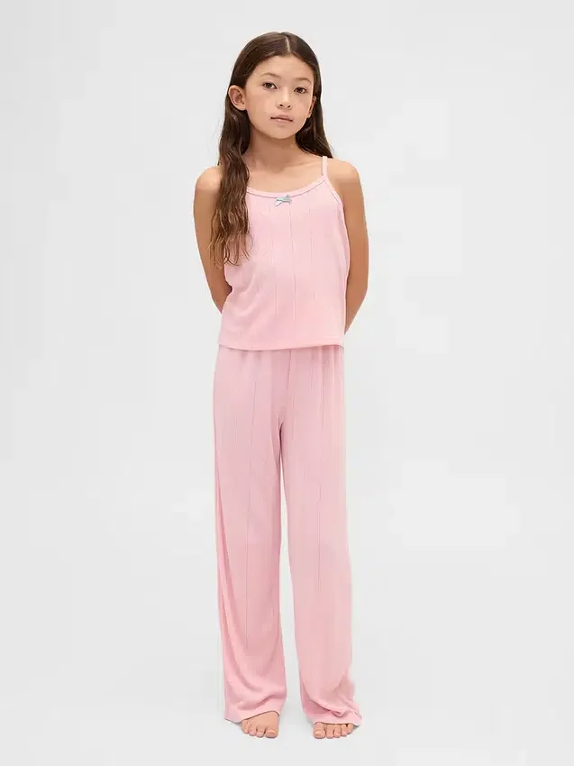 Pyjamaset voor kinderen van gerecycled pointelle-materiaal