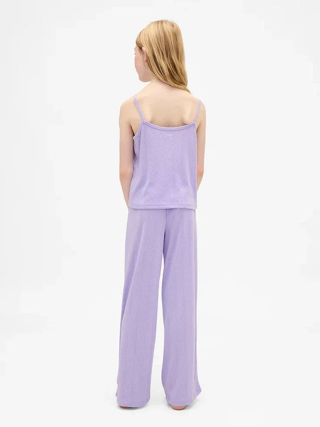 Pyjamaset voor kinderen van gerecycled pointelle-materiaal
